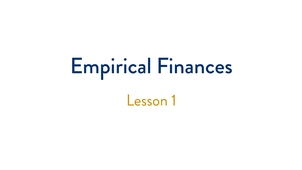 Asset Pricing - Lesson 1