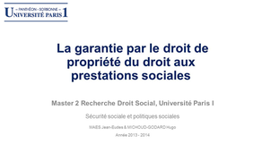 La garantie par le droit de propriété du droit aux prestations sociales