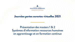 Présentation des masters 1 & 2 Systèmes d'information ressources humaines (en apprentissage et en formation continue) en 2021