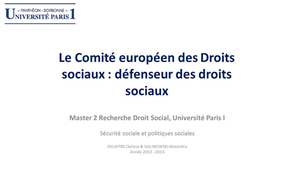 Le Comité européen des Droits sociaux - défenseur des droits sociaux
