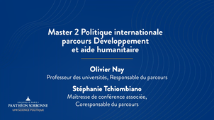 Présentation du Master 2 Développement et aide humanitaire