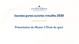 Présentation du master 2 Droit du sport en mai 2020