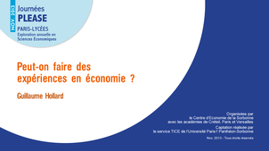Peut-on faire des expériences en économie ?